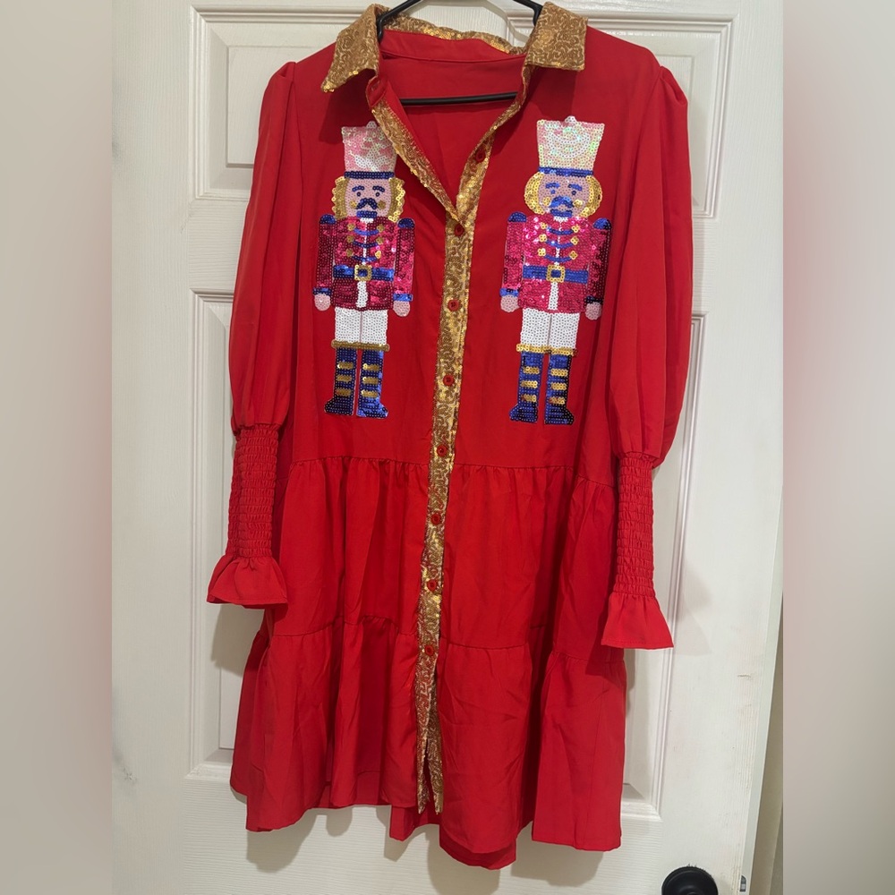 Red Nutcracker Embellished Dress